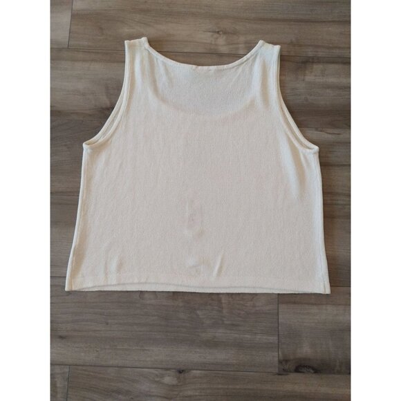St. John Santana Knit Ivory Crop Length Tank Scoop Neck and Side Slit Top XL - Picture 11 of 12